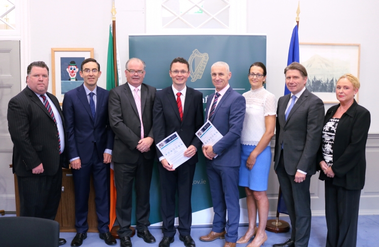 Pictured L-R: Aidan Sweeney, Ibec; Declan Hughes, DBEI; Neil Kerrigan, Enterprise Ireland; Minister Of State Patrick O’Donovan TD; Jim Deane, OGP; Gillian Ross, Construction Industry Federation; Sven Spollen Behrens, SFA; Joan Grogan, OGP.